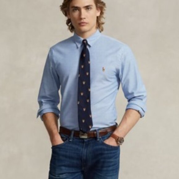 Ralph Lauren Slim Fit Stretch Oxford Shirt Light Blue Medium - Picture 1 of 4